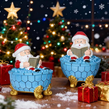 Christmas Santa Bubble Bath Lamp - Cute Santa Reading Books USB LED Decor Lamp
