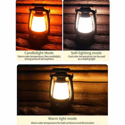 Solar & USB Rechargeable LED Camping Lantern, Outdoor Portable Light for Tent Hiking Camping
