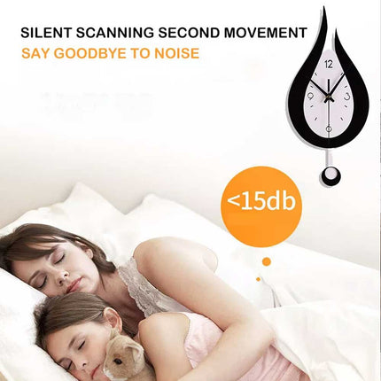 Waterdrop Silent Wall Clock Modern Pendulum Acrylic Wall Hanging Silent Clock