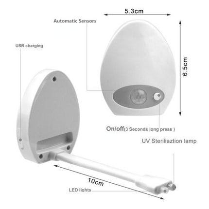 USB Rechargeable Toilet Bowl Night UV Light 16 Colors Waterproof Motion Sensor