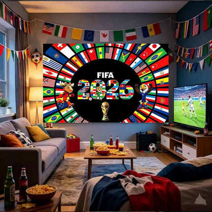Football National Flag Wall Tapestry, Fan Party Decor Hanging Cloth 180x110CM
