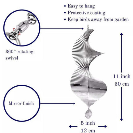 Helix 3D Wind Spinner Metal Outdoor Yard Garden Spinners Hanging Decor Ornaments