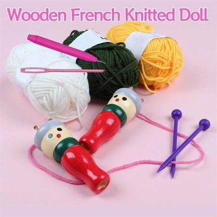Wooden Spool Knitting Doll Set – 2-Piece French Knitting Tool Kit for Beginners