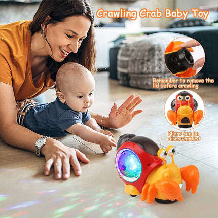 Electric Music Crawling Crab Baby Toy LED Light Up Kids Toddler Interactive Toys