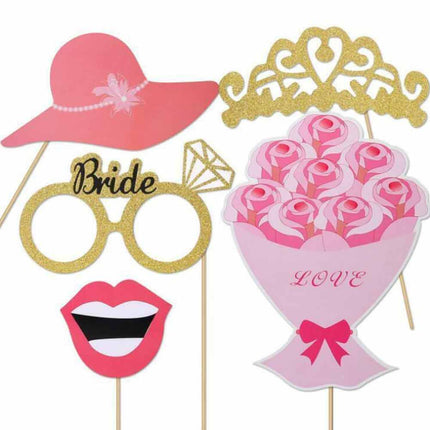 52X Set Wedding Photo Booth Props Kit Bridal Shower Bachelorette Party Supplies