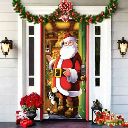 180×90cm Christmas Hanging Door Banner Decorative Door Cover Window Sign