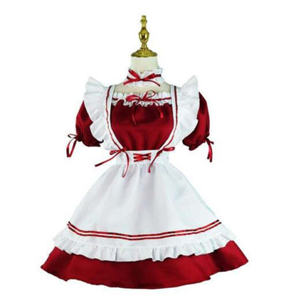 6Pcs Women French Maid Costume, Cute Lolita Anime Cosplay Outfit for Party