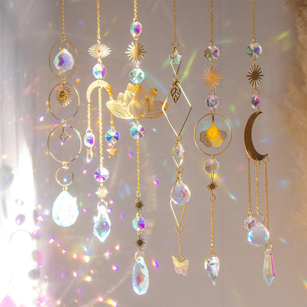 6PCS Lotus Sun Catcher Crystal Light Witchy Suncatcher Prism Rainbow Window Hanging