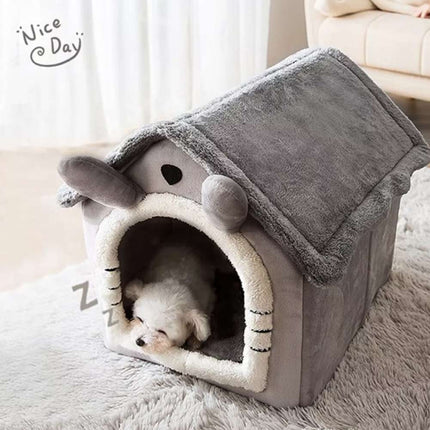 Small Pet Cat Kitten Dog Beds Igloo Fleece Bed Pyramid Cozy Washable Warm House Cave