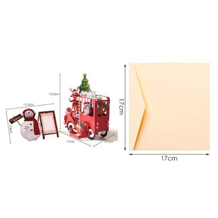 3D Pop Up Christmas Greeting Card, Santa & Snowman Holiday Card