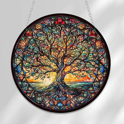 3 Pcs Tree of Life Acrylic Hanging Ornament Indoor Outdoor Home Garden Wall Art Decor