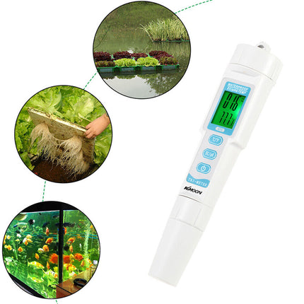 3 in 1 Water Quality Tester Monitor Pen Type pH & EC & TEMP Meter Acidometer AU