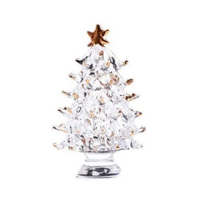 Cute Crystal Tree Figurine , Christmas Miniature Tree Home Decor with Protective Cover