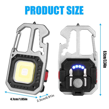 1x  Magnetic COB LED Keychain Torch - USB Rechargeable Mini Work Light for Outdoor and Repair