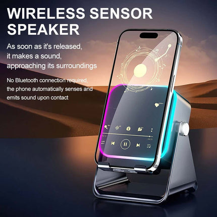 5-in-1 Wireless Induction Bluetooth Audio Speaker with Integrated Phone Stand