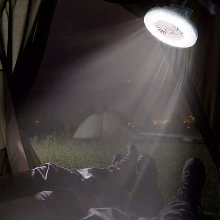 Portable Solar 1200mAh Outdoor Camping Fan LED Light Tent Lantern USB Rechargeable W/ Hook