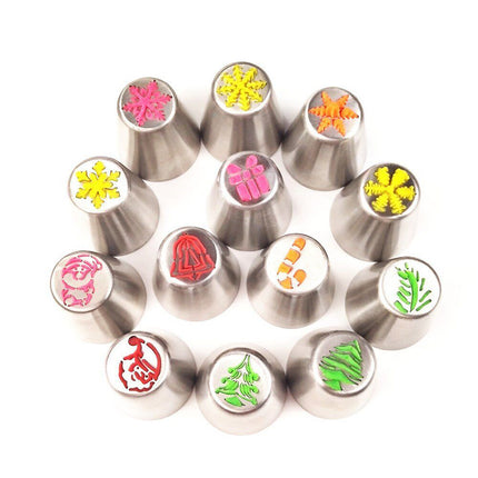 15pcs/set Christmas Nozzle Cake Decor Piping Icing Snowflake Nozzles Tip Cream