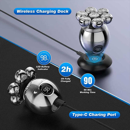 Men’s 7-Head Electric Razor: Multi-Functional Bald Skull, Beard & Hair Trimmer