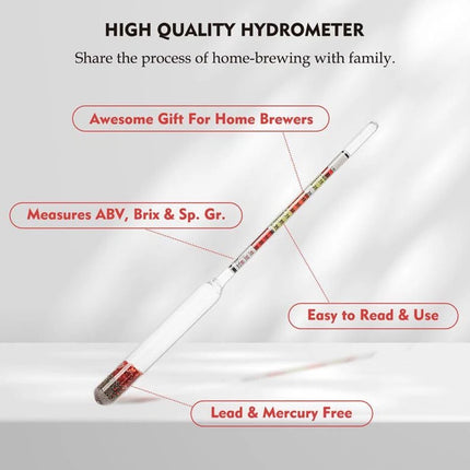One Set Triple Scale Alcohol Hydrometer and Test Jar for Home Brew Wine