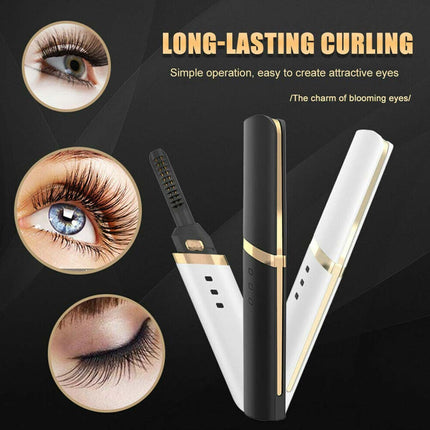 Electric Heated Eyelash Curler Battery Power Long Lasting Beauty Makeup Tool