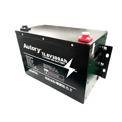 Autory 12.8V 200Ah High-Capacity LiFePO4 Battery - RV Metal Case Mount Bracket