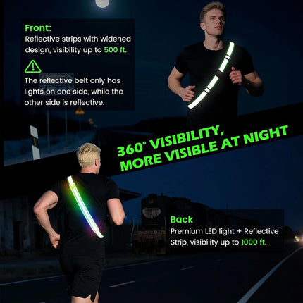 LED Flashing Reflective Safety Belt, Night Walking Reflective Sash Gear for Outdoor Activities