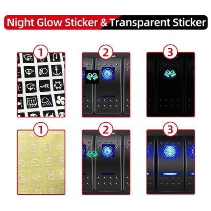 2 Gang Rocker Switch Panel Blue LED Waterproof Car Marine Boat RV 12V 24V