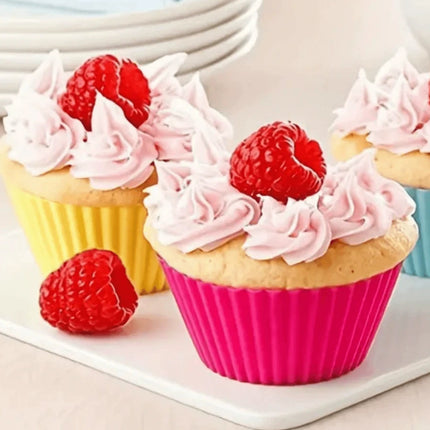 24PCS Reusable Silicone Cupcake Cases - Non-Stick Muffin Baking Moulds