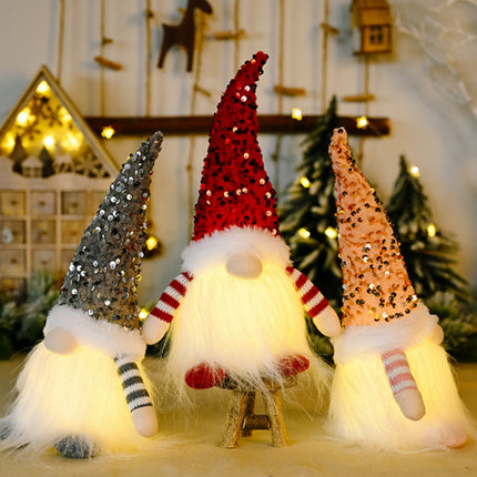 1x Christmas Gnome Santa Light with Bling Hat Xmas Party Decor Home Table Decor