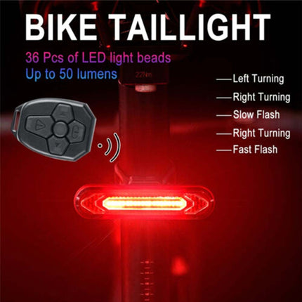 Bicycle Turn Signal Light LED Bike Rear Tail + Remote Control USB Rechargeabl