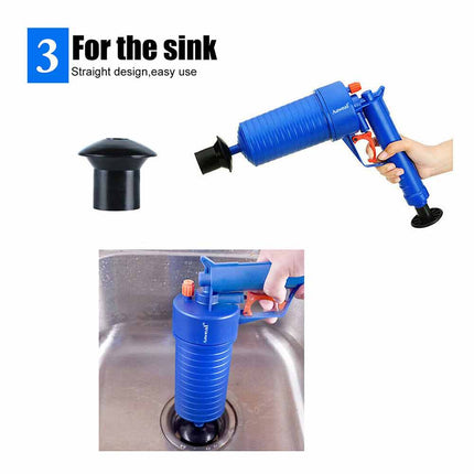 Drain Cleaner High Pressure Compressed Blaster Pump Manual Plunger Sink Pipe