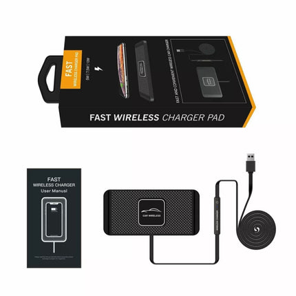 Car Wireless Fast Charging Charger Mat Non-Slip Pad Holder 1M Cable For Smart Phones