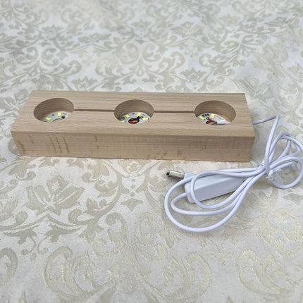 Crystal Glow Display Stand – 3 LED Lights, Wooden Base