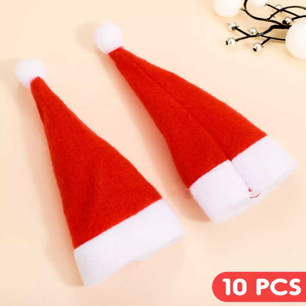 10PCS Red Hat Santa Cutlery Christmas Knife Bag Xmas Fork Holder Xmas Decoration