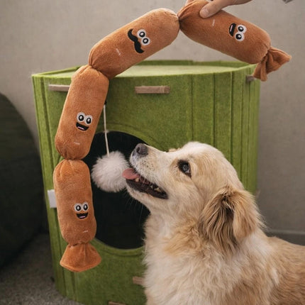 Cute Plush Sausage Squeaky Dog Toy, Bite Resistant Pet Chew Sound Toy