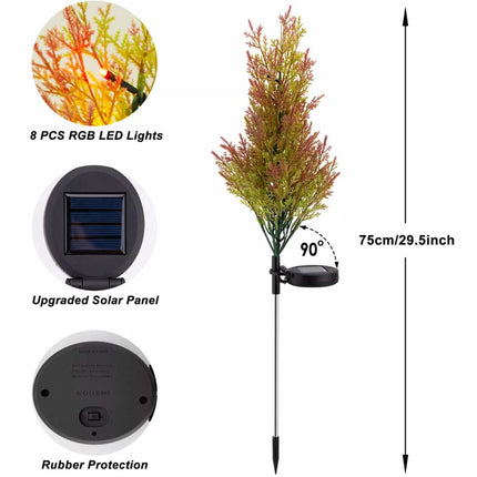 2‑Pack Solar Pine Tree Stake Lights, Waterproof LED Christmas Garden Decor