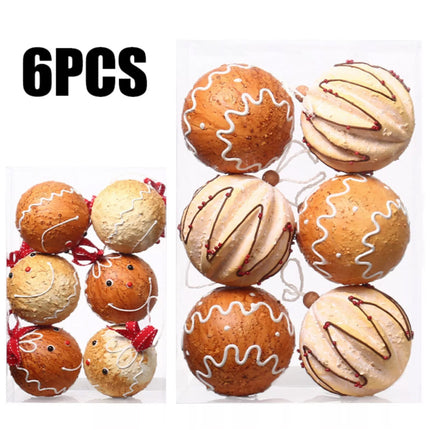 6Pcs Gingerbread Christmas Baubles, Xmas Tree Hanging Ornaments Decorations