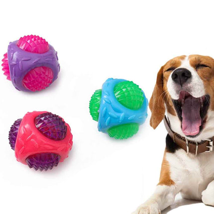 Glow In Dark Dog Squeaky Balls Durable Interactive Play Toys