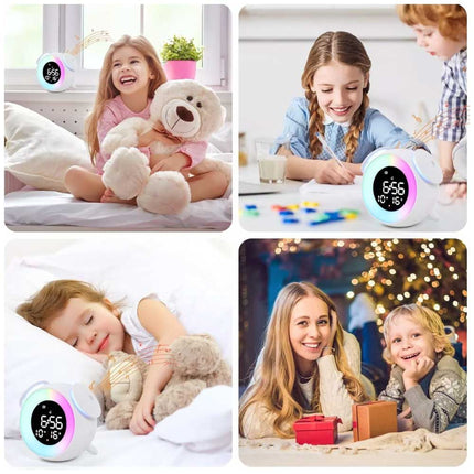 Alarm clock wake-up light with sunrise/sunset simulation, dual alarm clocks