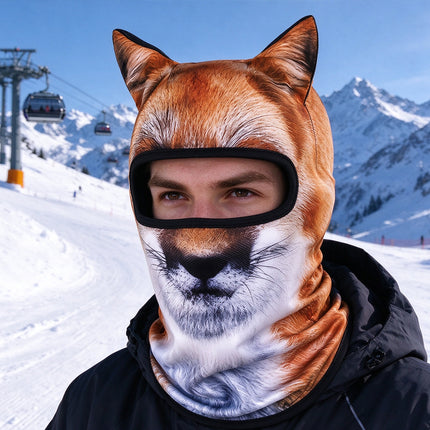 3D Animal Ski Balaclava, Full Face Mask With Ears, Winter Hat for Motorcycle & Snowboarding