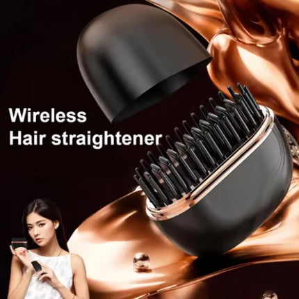 2-In-1 Cordless Mini Hair Straightener Brush - Portable Hair Straightening & Styling Tool