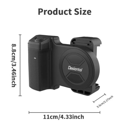 Clip Style Bluetooth Phone Camera Handle Grip, Portable Selfie Stabilizer with Remote Shutter