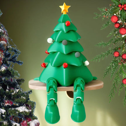 Printed Christmas Tree Desktop Decoration – Movable Joints Design, Exquisite Tabletop Christmas Ornament