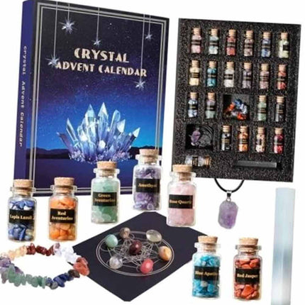 2026 Crystal Advent Calendar, 24‑Day Natural Gemstone Countdown Gift Box for Crystal Collectors