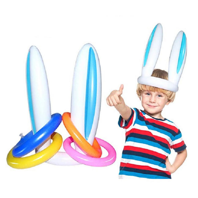 21pcs/set Easter Inflatable Bunny Ears Game Family Kids Toss Hat Home Decoration
