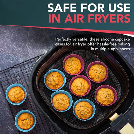 24PCS Reusable Silicone Cupcake Cases - Non-Stick Muffin Baking Moulds