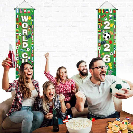 Football Party Door Banner, 2026 World Cup Themed Curtain Decoration