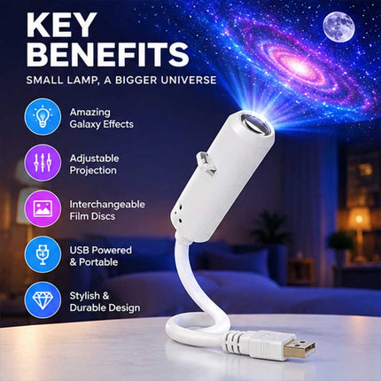 24-in-1 5D Galaxy Star Projector, Starry Sky Night Lamp with 24 Films, 360° Ceiling Projection, USB