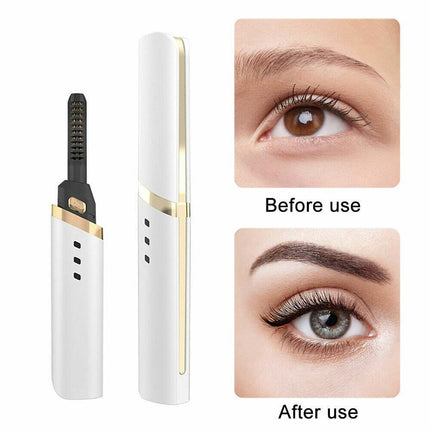 Electric Heated Eyelash Curler Battery Power Long Lasting Beauty Makeup Tool