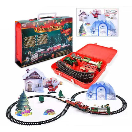 Musical Santa Christmas Tree Train Rail Track Set Light Sound Kids toy Xmas Gift